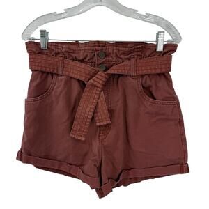 Abercrombie Fitch Small Paperbag Shorts High Rise Pleated Preppy Terracotta
